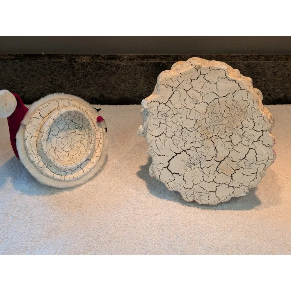 Crackling St. Nick Santa Claus Head Vintage Paper Mache Basket Bucket Handle
